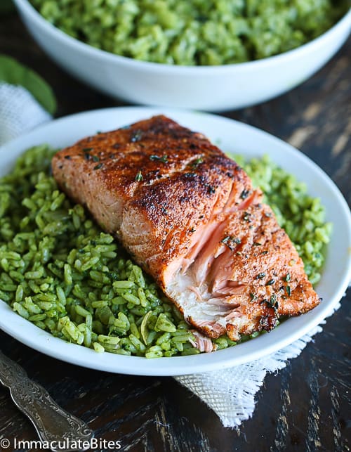 Pan seared salmon with spice rub