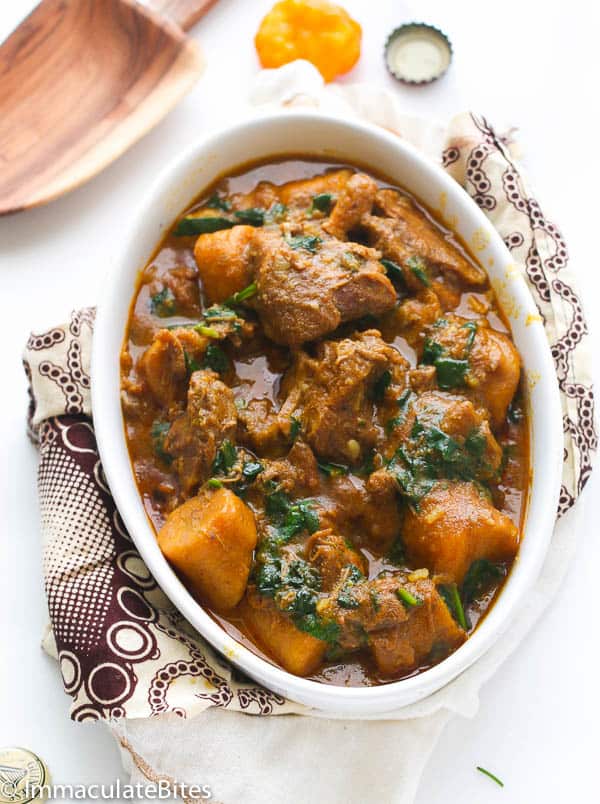 Enjoying a freshly made stew, Sese Plantains for a hearty one-pot meal