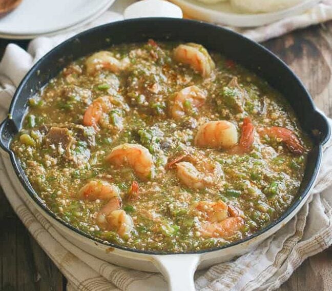 African comfort food okra soup with fufu.