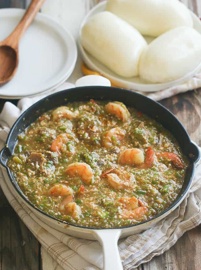 African comfort food okra soup with fufu.