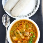 Kwacoco with mbanga or palm nut soup