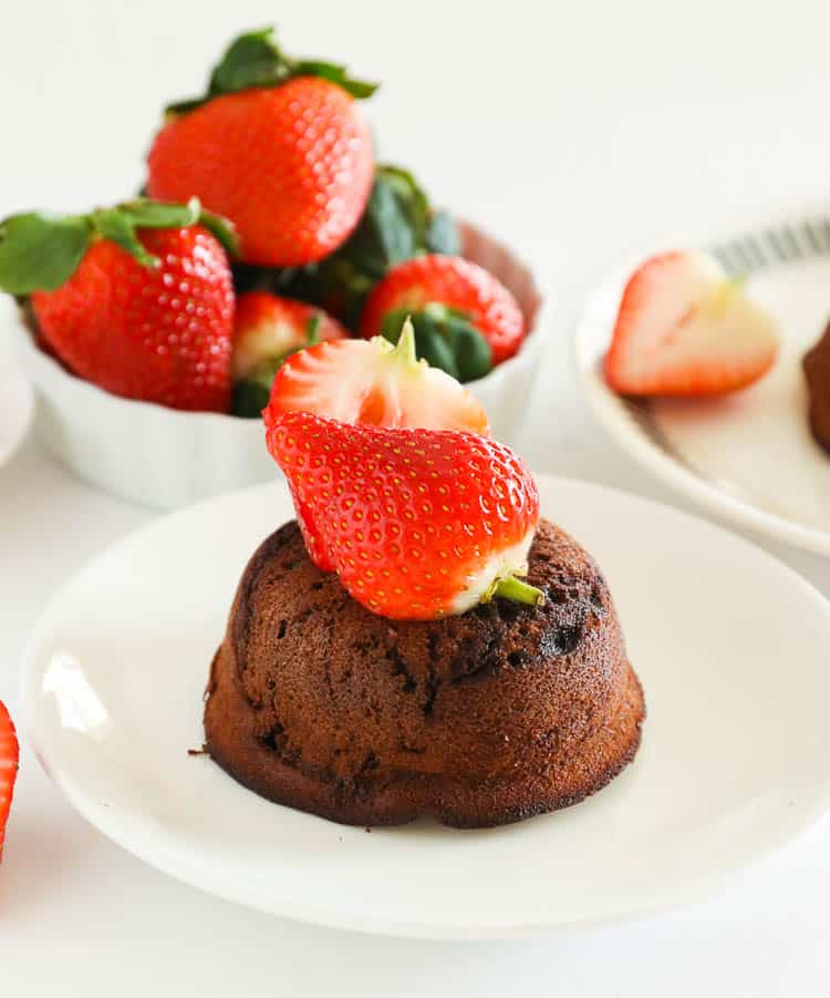 Strawberry-topped Chocolate Molten Lava Cake