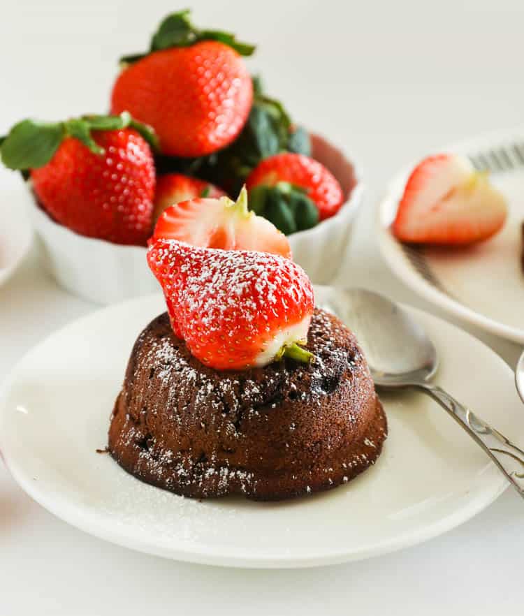 Chocolate Lava Cake topped with a Strawberry