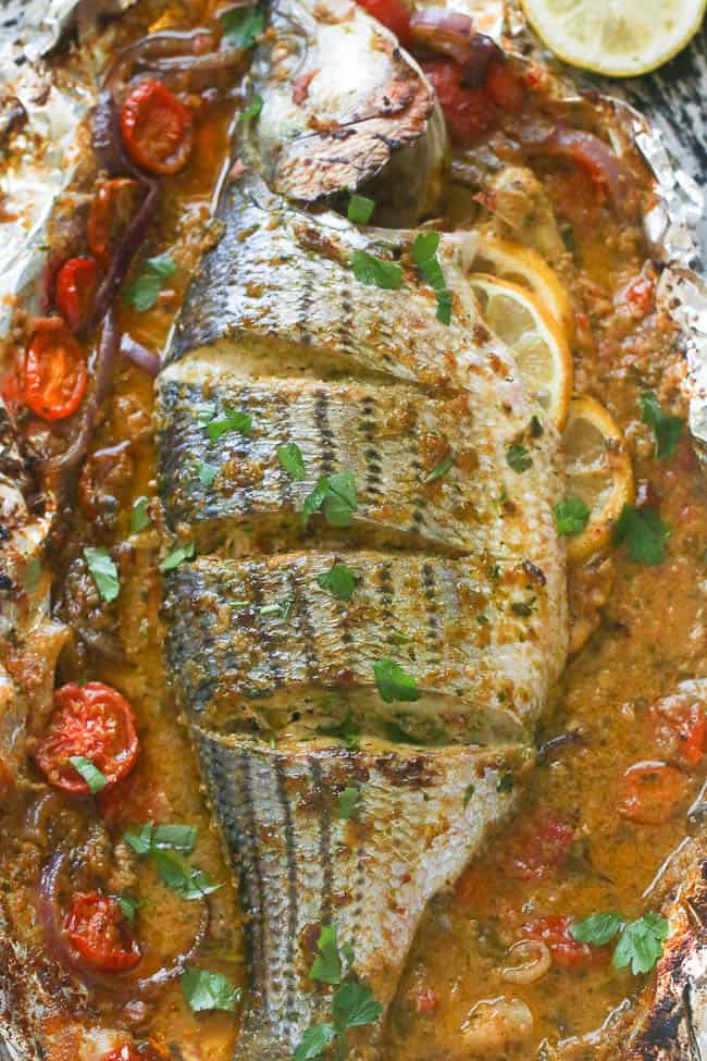 Whole Baked Sea Bass