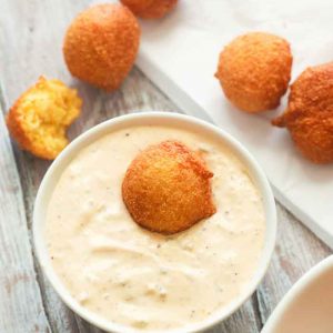 Hush Puppies dipped in remoulade