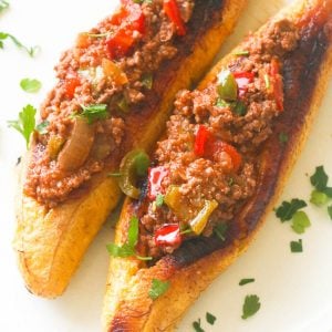 Insanely good and filling stuffed plantains for a healthy one-dish meal