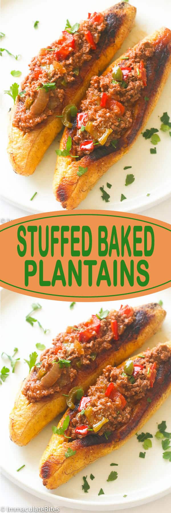 Roasted plantains filled with seasoned ground meat, tomatoes, onions, bell pepper, and spices, topped with cheese for lunch, dinner or even breakfast- very comforting!