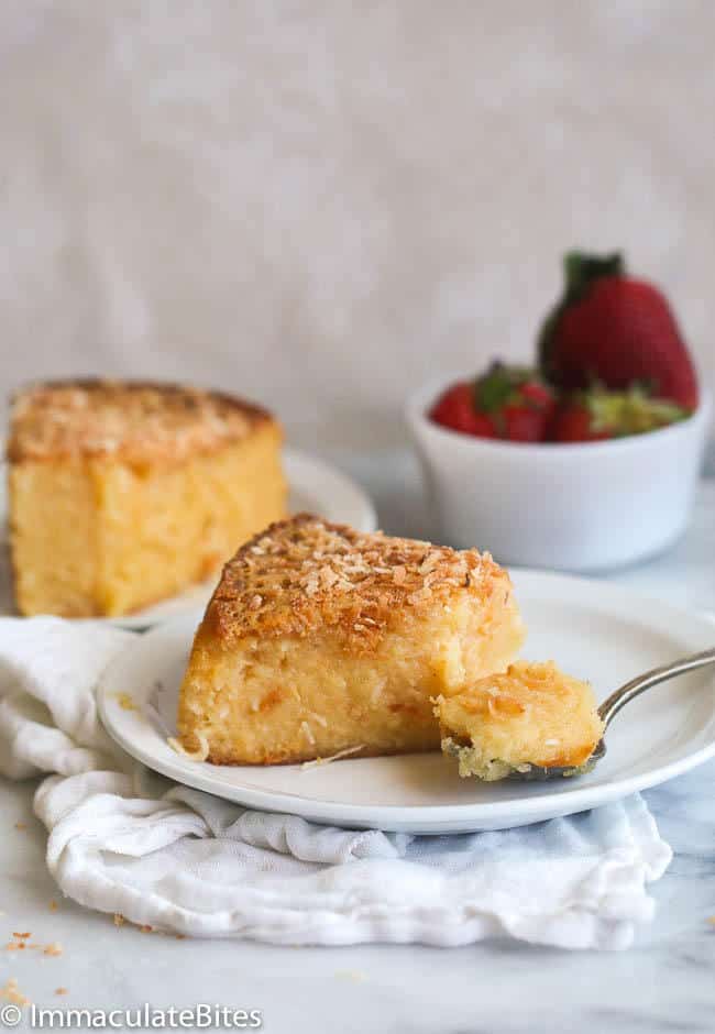 Diving with fork in hand into an insanely good cassava coconut cake