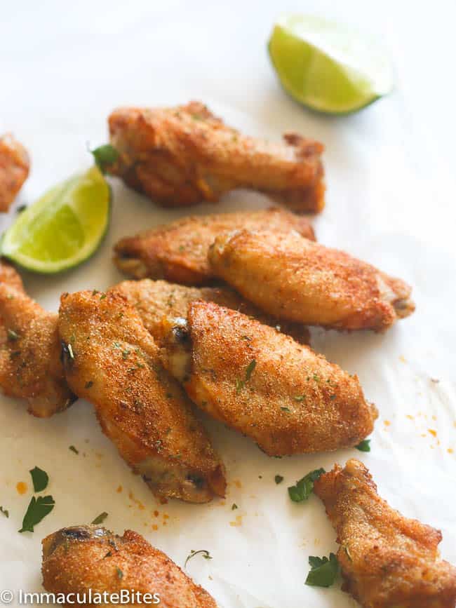 Fresh out of the oven crispy chicken wings