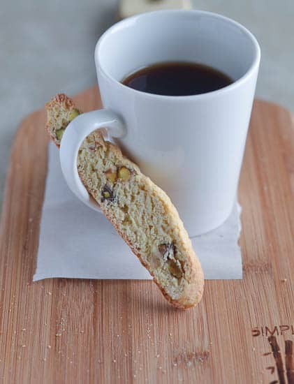 Banana Biscotti with a cup of coffee is perfect any time