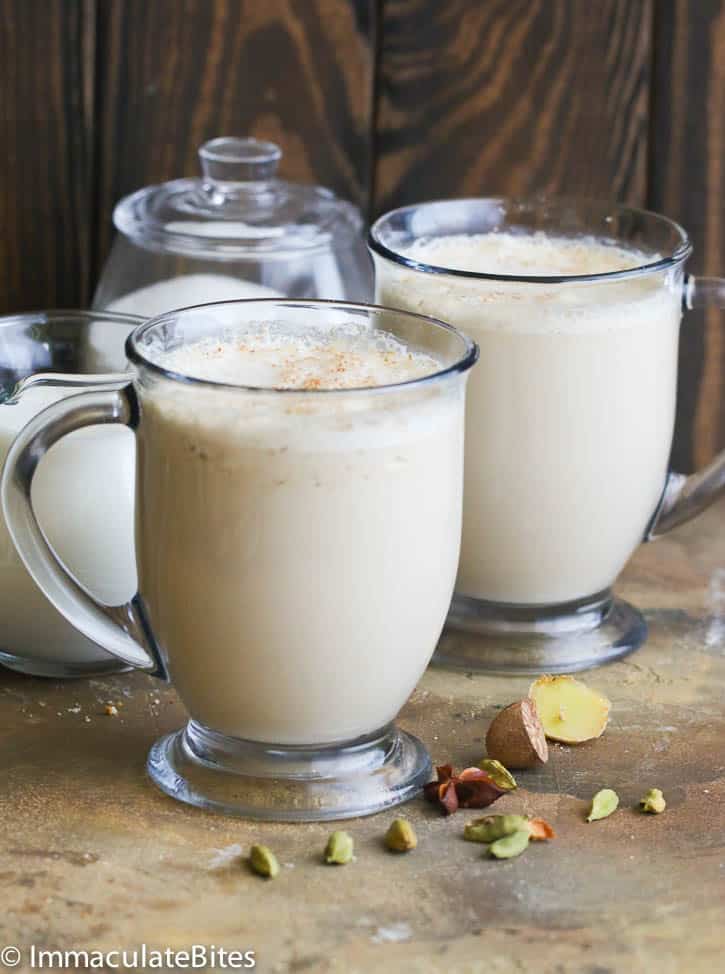 Steaming deliciousness in two glass Irish coffee cups ready to enjoy