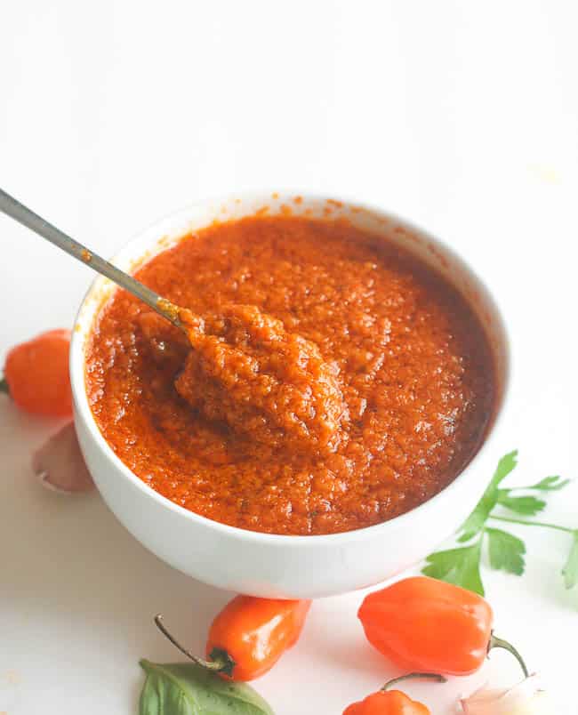 Fresh and spicy African pepper sauce ready to enjoy