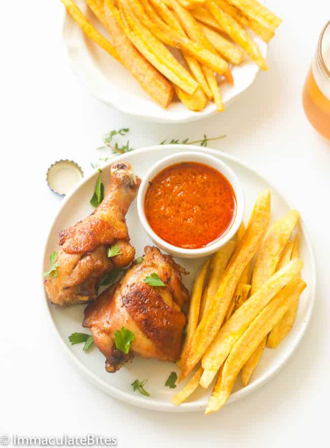 African Fried Chicken and Plantain Fries