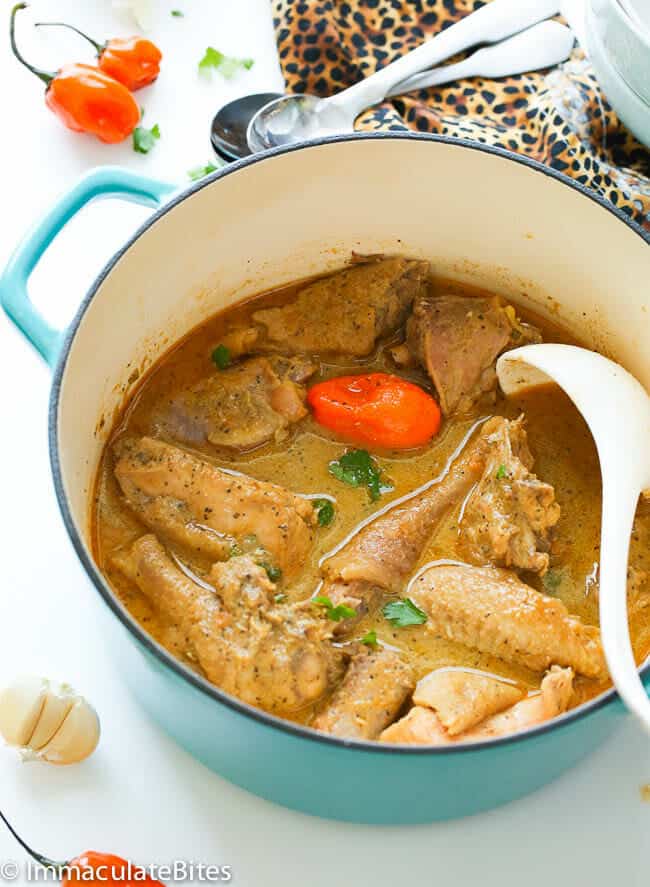 African Pepper Soup with chicken and a Scotch bonnet.