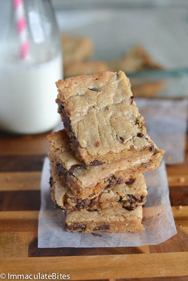 A stack of decadent blondies for a sweet treat at your next Super Bowl