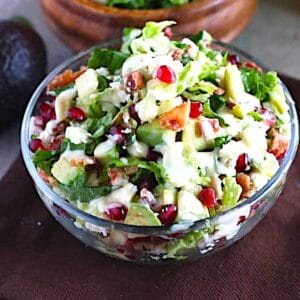 A gorgeous and delicious avocado pomegranate salad