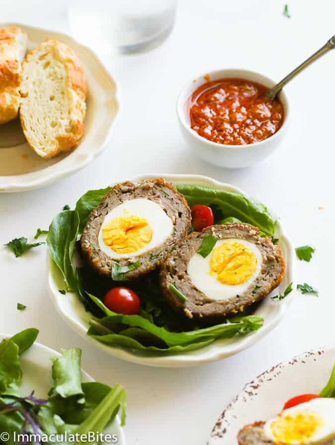 Baked Scotch Eggs with African Pepper Sauce