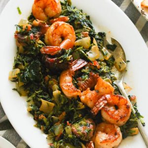 African Stewed Spinach with Shrimp