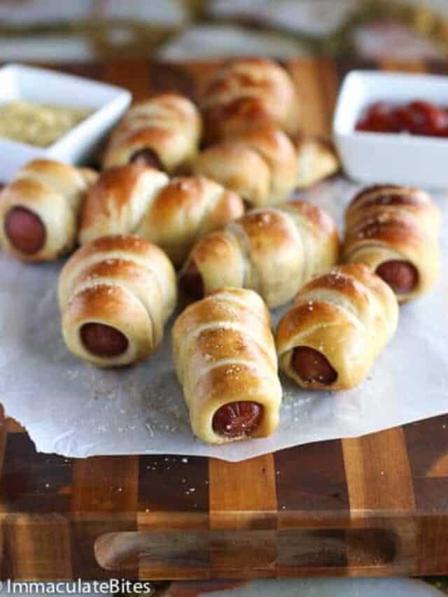 Delicious Pretzel Dogs Mini Hot Dogs Wrapped in Soft Pretzel snacks