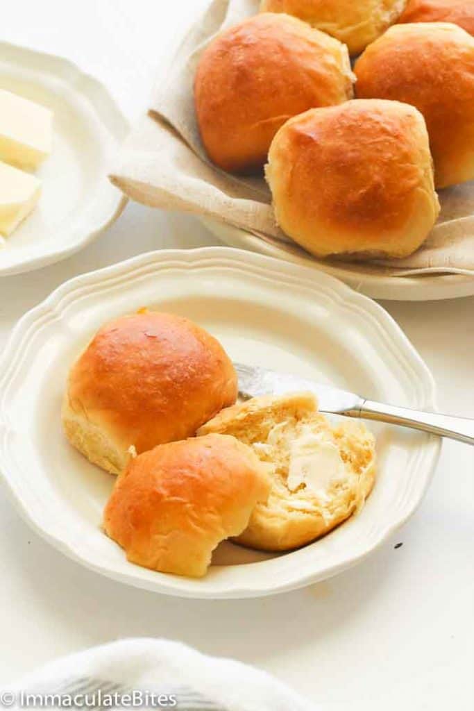 Sweet Hawaiian Rolls on a white plate