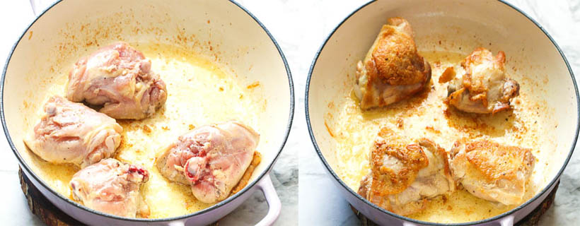 Frying the Chicken in Easy Cassoulet