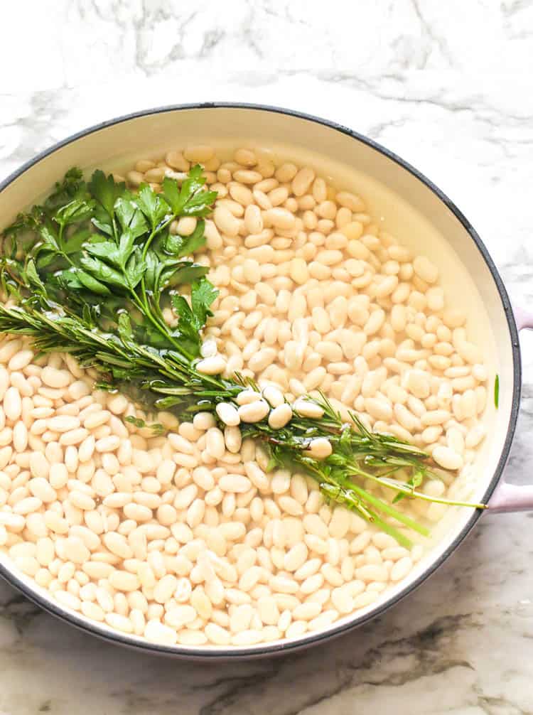 Soaking the Dried White Beans for Easy Cassoulet