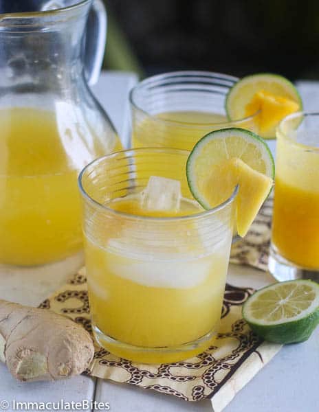 Pineapple Ginger Juice freshly made and ready to enjoy over ice
