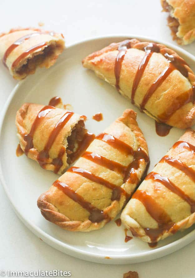 Caramel covered pineapple empanadas for a sweet tooth fix