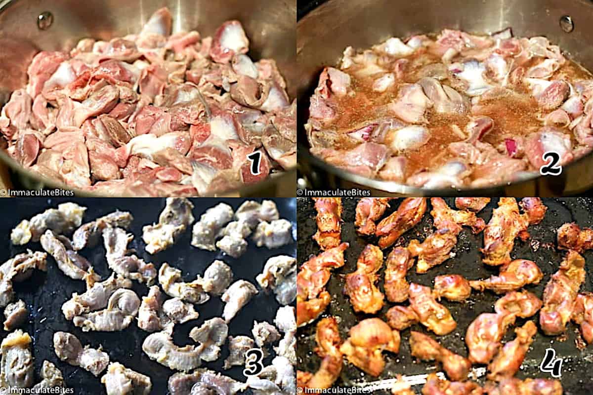 Simmer, then fry or bake the gizzards