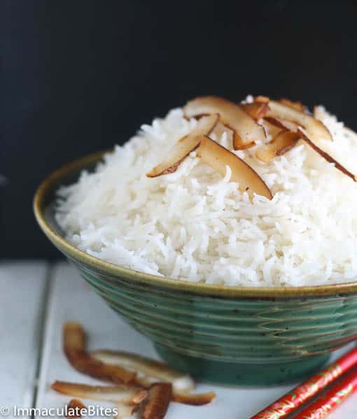 A big bowl of coconut rice for a tasty side dish
