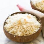 Coconut Rice in a wooden bowl