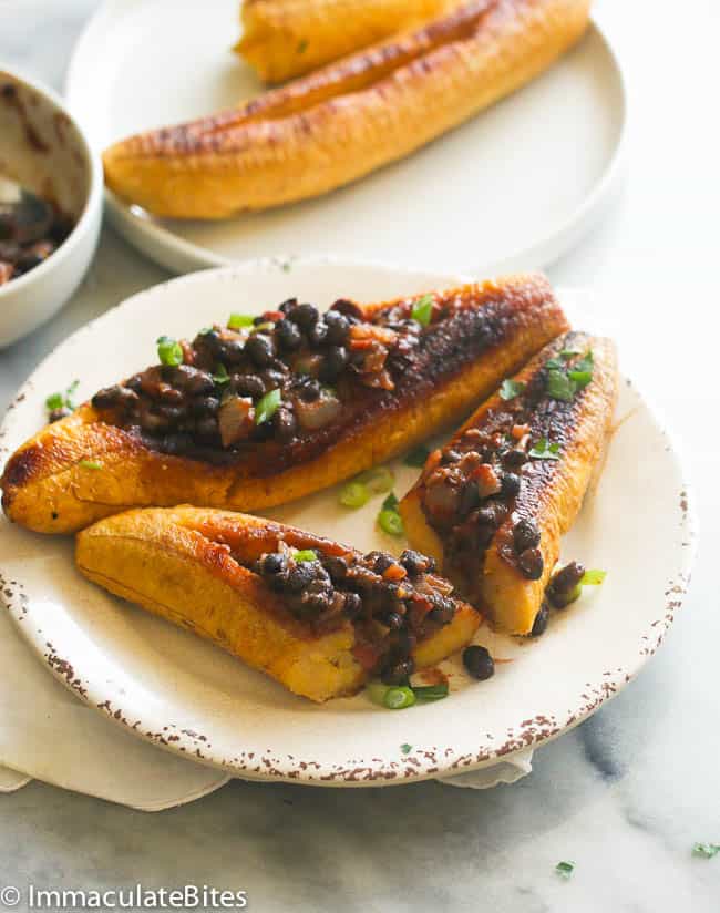Stuffed Plantains with black beans