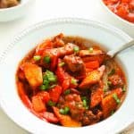A bowl of freshly made gizdodo, gizzards and dodo stew