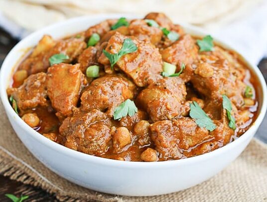 A delicious bowl of Trinidad chicken roti ready to enjoy