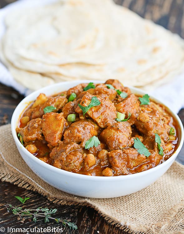 A Bowl of Trinidad Chicken Roti