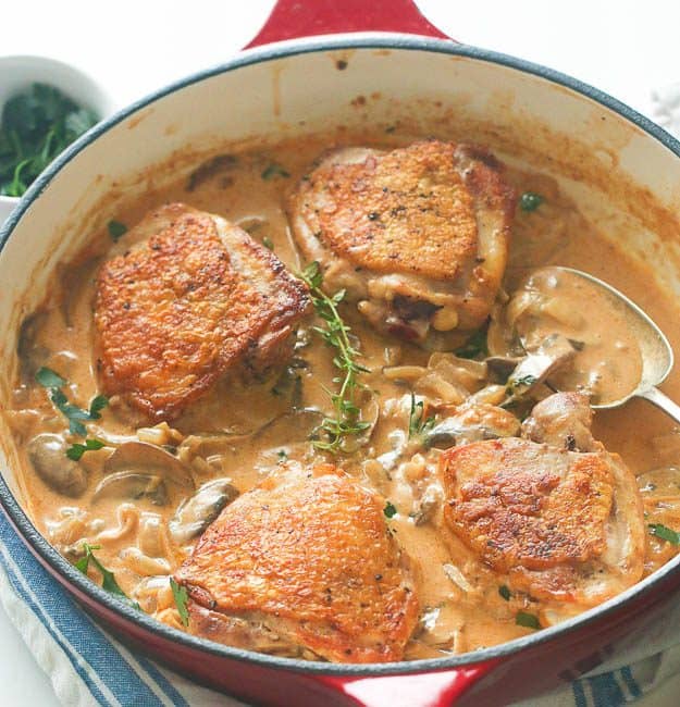 Chicken Thigh with Mushroom Garlic Sauce