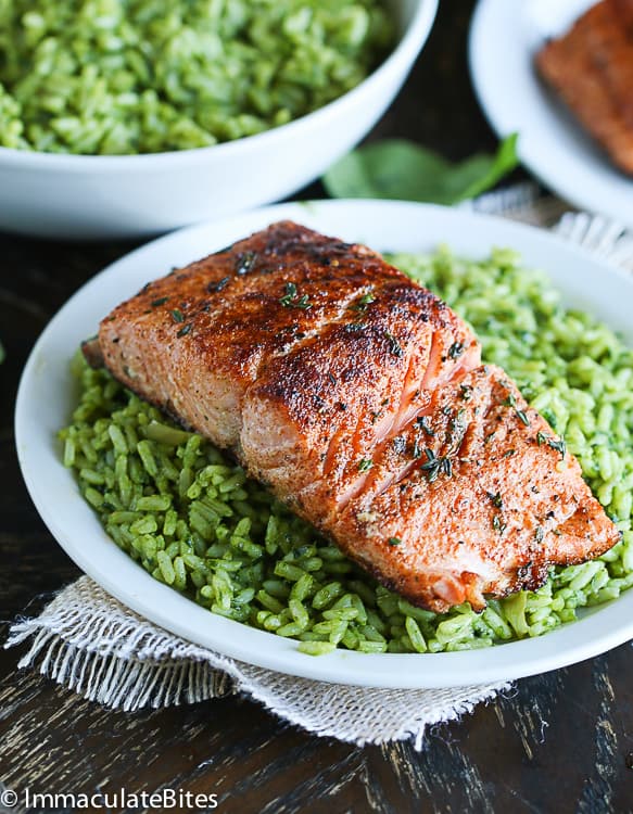 Pan seared salmon with spice rub