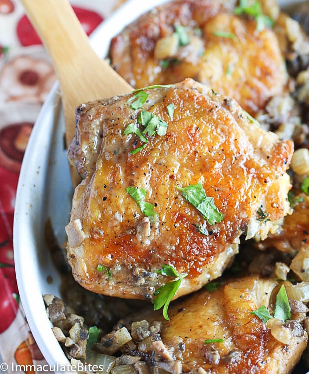 Chicken Thigh with Mushroom Garlic Sauce