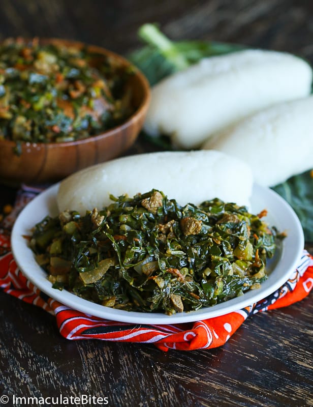 Enjoying a soul-satisfying bowl of sukuma wiki and ugali