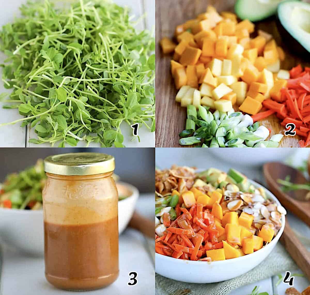 Mix the greens, make the dressing, assemble, and enjoy