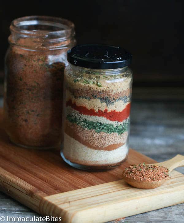A jar of Jerk Seasoning in beautiful layers