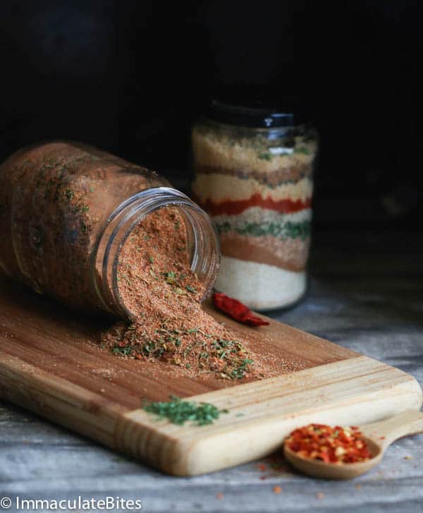 Jamaican Jerk Seasoning Bottle on a Chopping Board