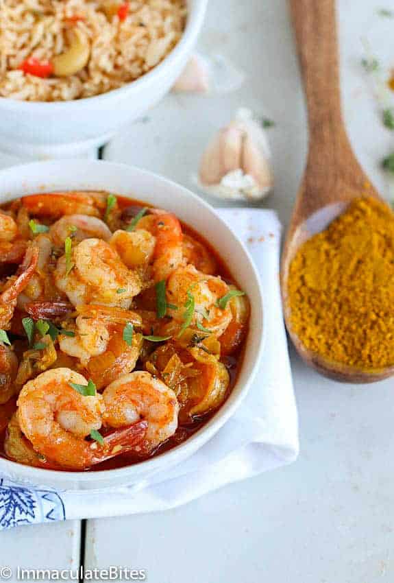 Getting ready to enjoy pure Caribbean comfort food with curry shrimp coconut fried rice