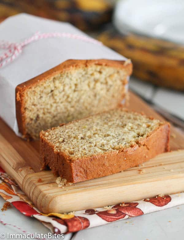 Sliced Plantain Bread/Cake in a Chopping Board