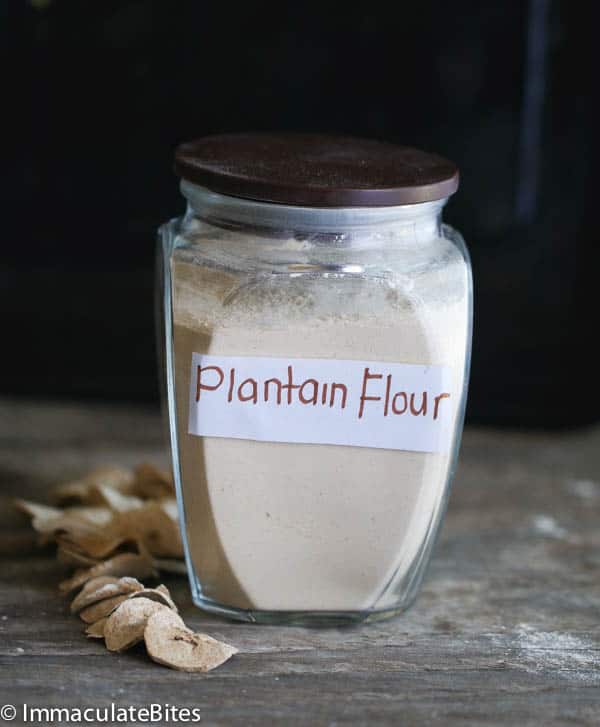 A jar of plantain flour
