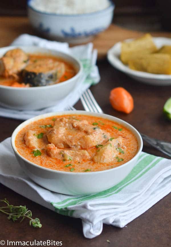 Fish cooked in coconut and tomato-based soup