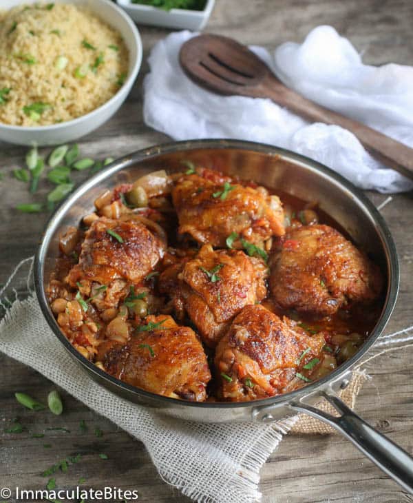 Slow Cooker Moroccan Chicken Served with Rice