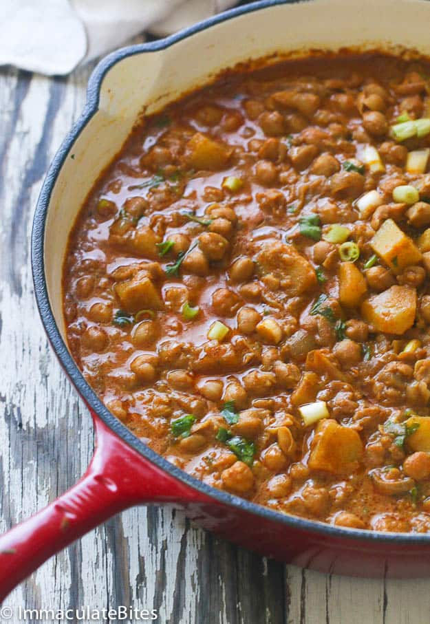Serving up amazingly fast curry channa and aloo