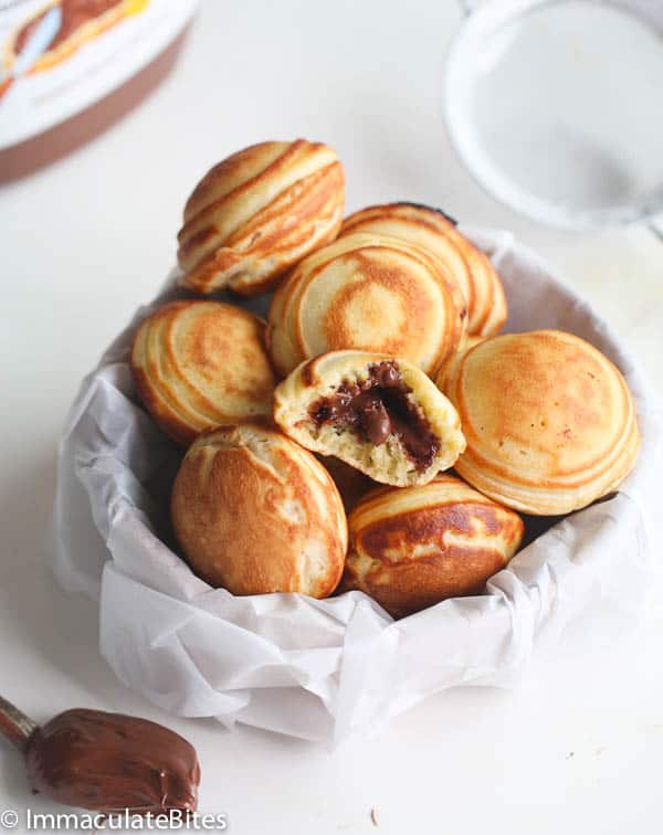 A basket full of delightfully light Aebleskiver Danish Pancakes