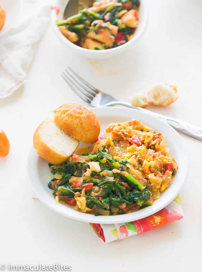 Ackee and Saltfish with greens
